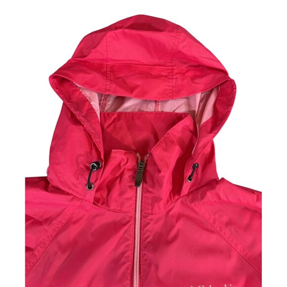 Columbia Womens Lightweight Waterproof Hooded Zfipper Jacket Pink Nylon Large - Picture 7 of 8